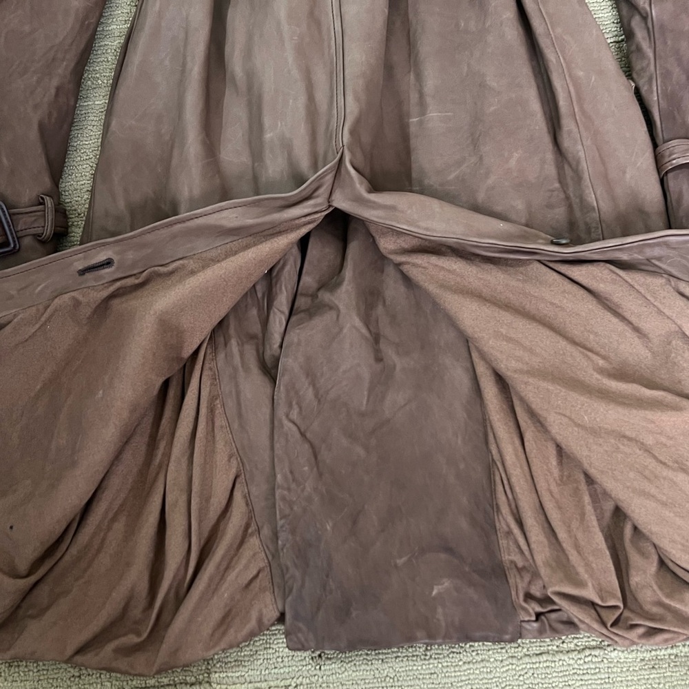 Sisii Brown Double-Breasted Leather Trench Coat - Picture 5 of 16